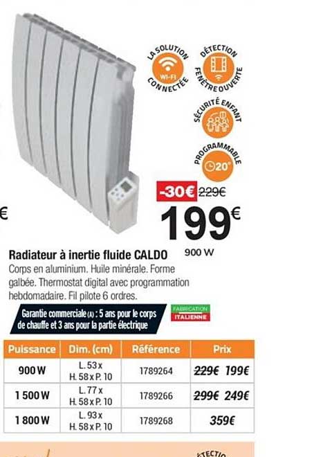 radiateur à  inertie fluide caldo