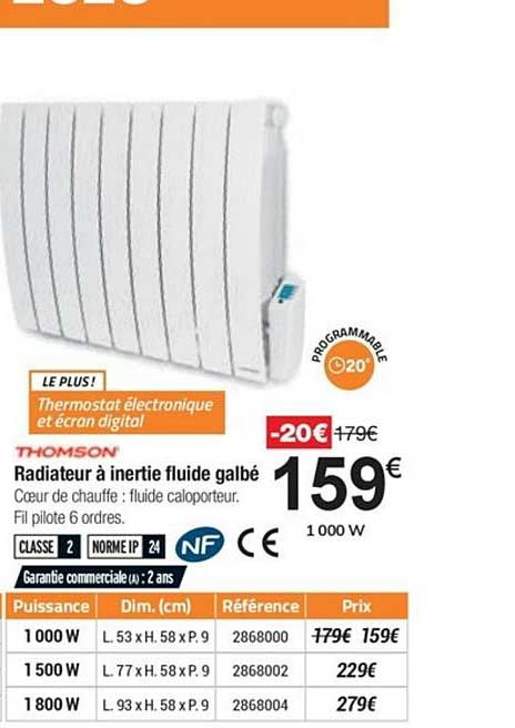 radiateur à inertie fluide galbé thomson