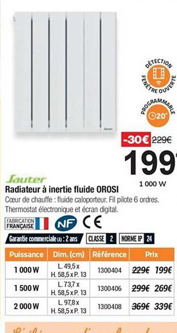 Radiateur à Inertie Fluide Orosi Sauter