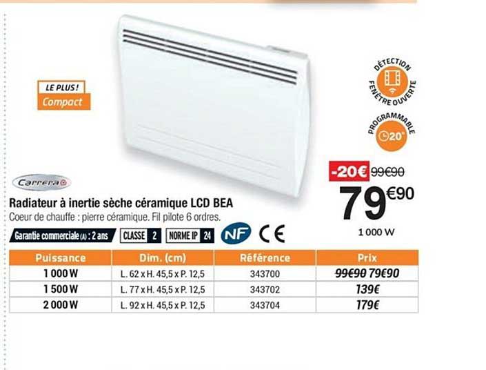 radiateur à inertie sèche céramique lcd bea carrera