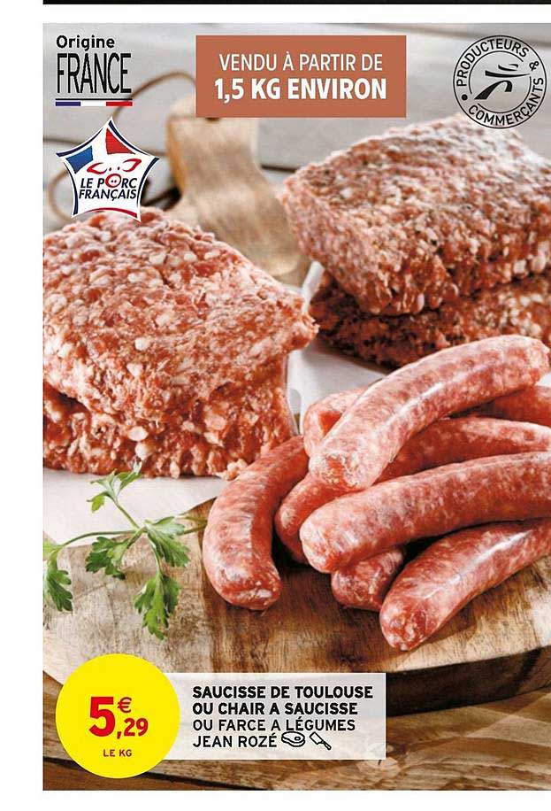Saucisse De Toulouse Ou Chair à Saucisse Ou Farce à Légumes Jean Rozé
