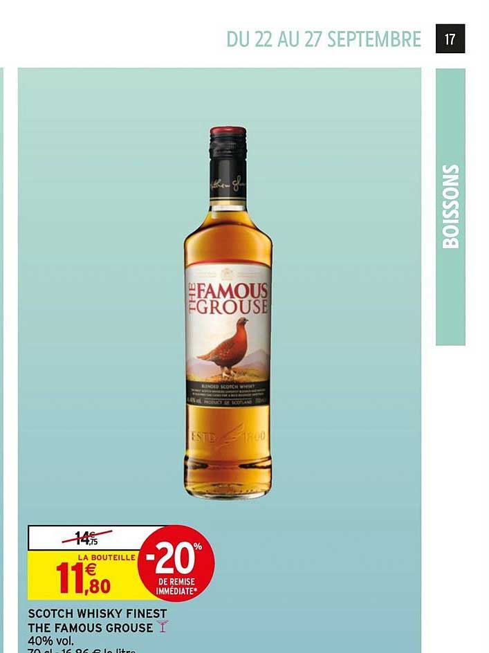 scotch whiksy finest the famous grouse -20% de remise immédiate