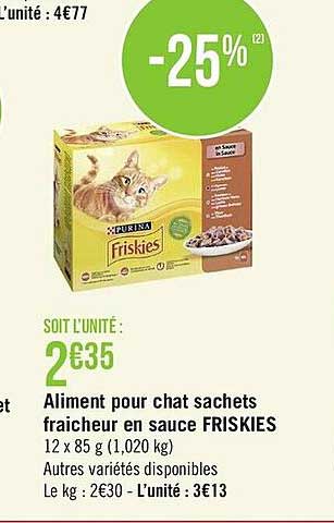 aliment pour chat sachets fraîcheur en sauce friskies