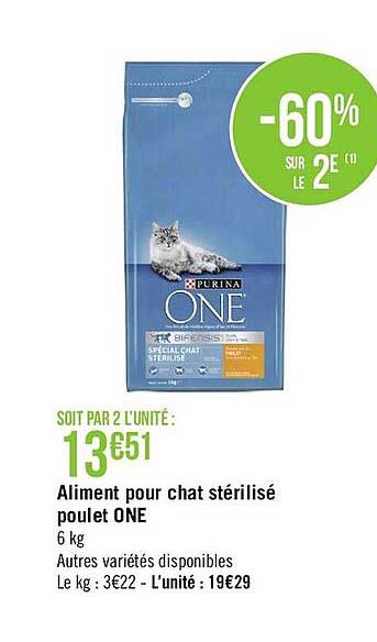 aliment pour chat stérilisé poulet one