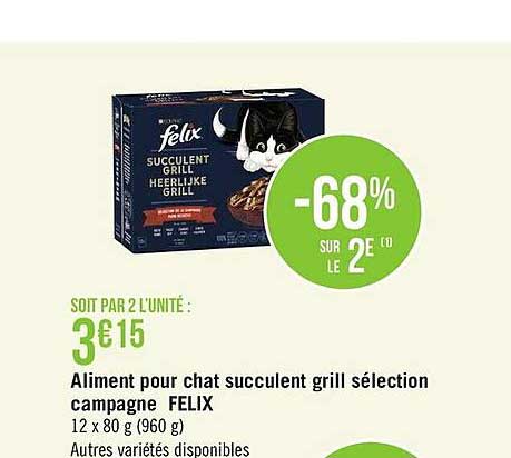 aliment pour chat succulent grill sélection campagne felix