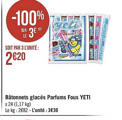 bâtonnets glacés parfums fous yeti