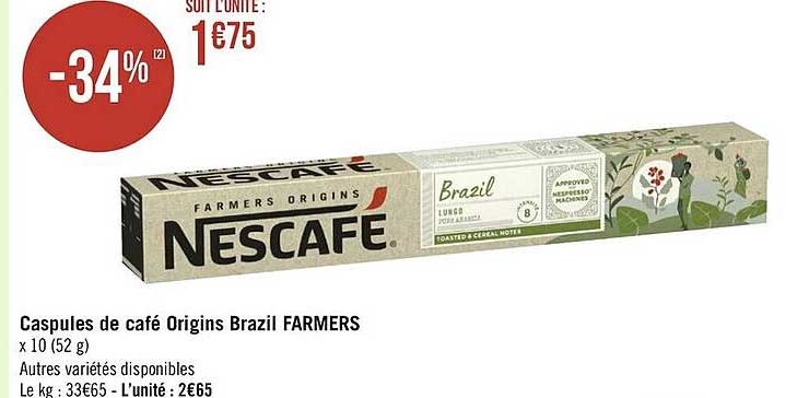 capsules de café origins brazil farmers