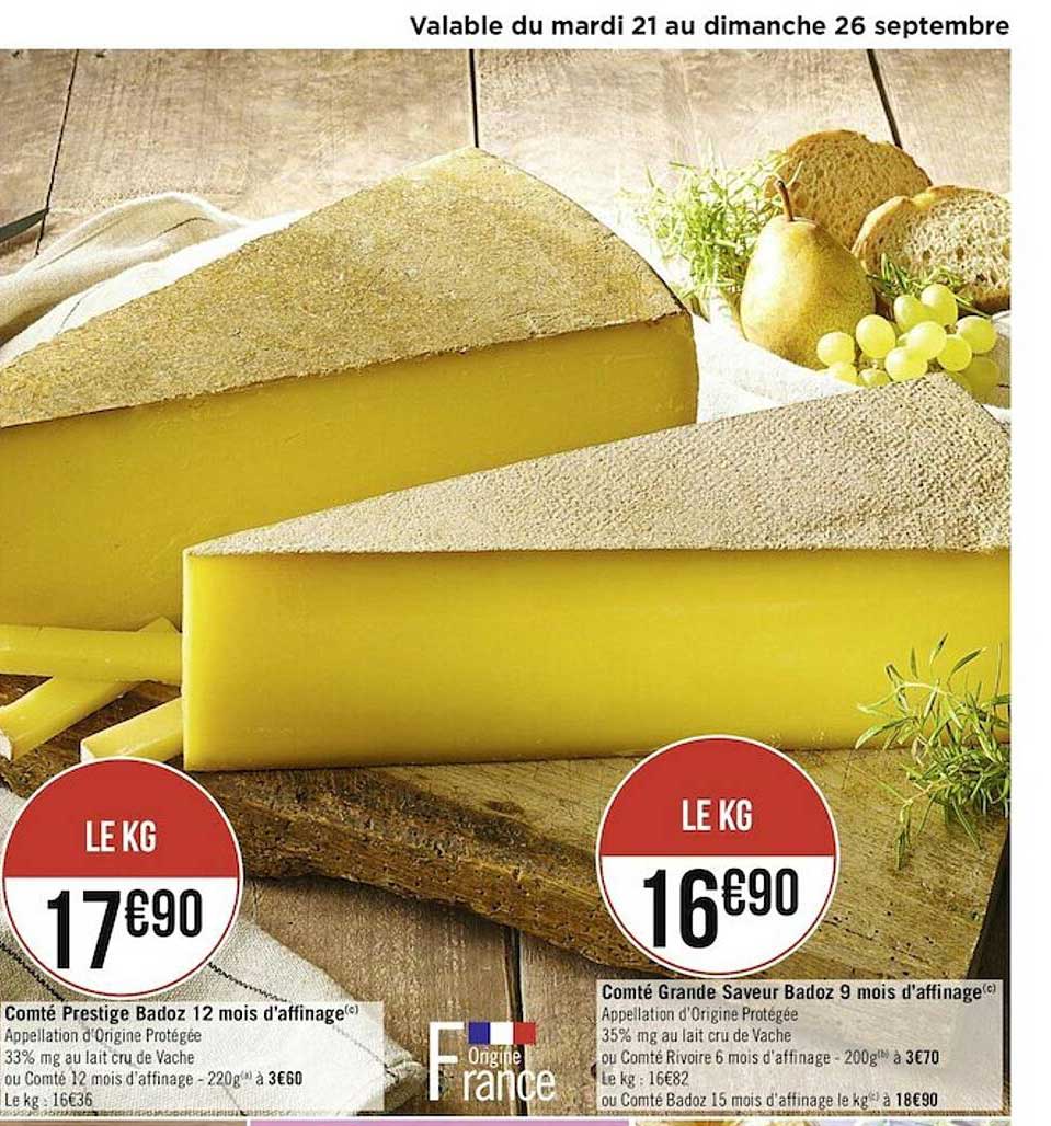 comté prestige badoz 12 mois d'affinage, comté grande saveur badoz 9 mois d'affinage