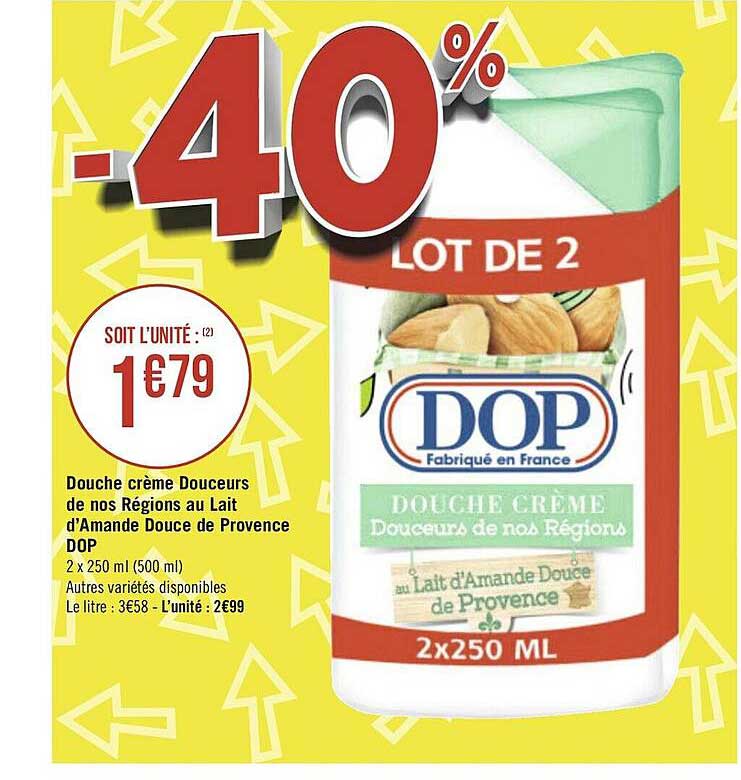 douche crème douceurs de nos régions au lait d'amande douce de provence dop