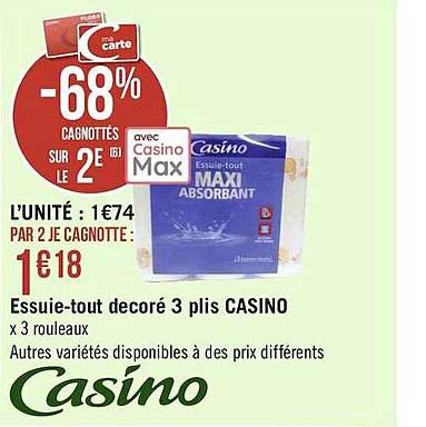 essuie-tout décoré 3 plis casino