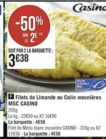 Filet De Limande Ou Colin Meunières Msc Casino