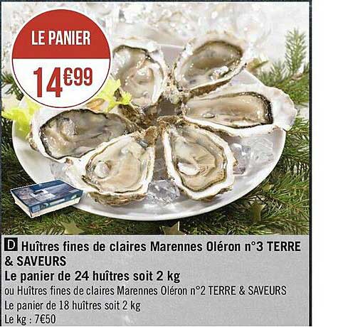 huîtres fines de claires marennes oléron n°3 terre & saveurs