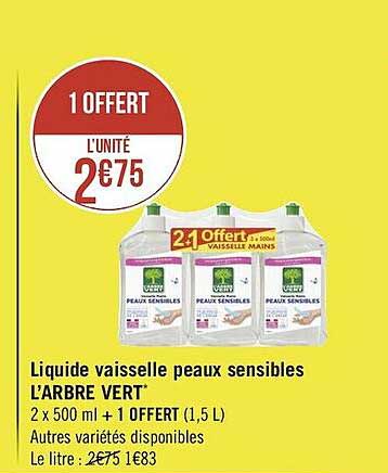 liquide vaisselle peaux sensibles l'arbre vert