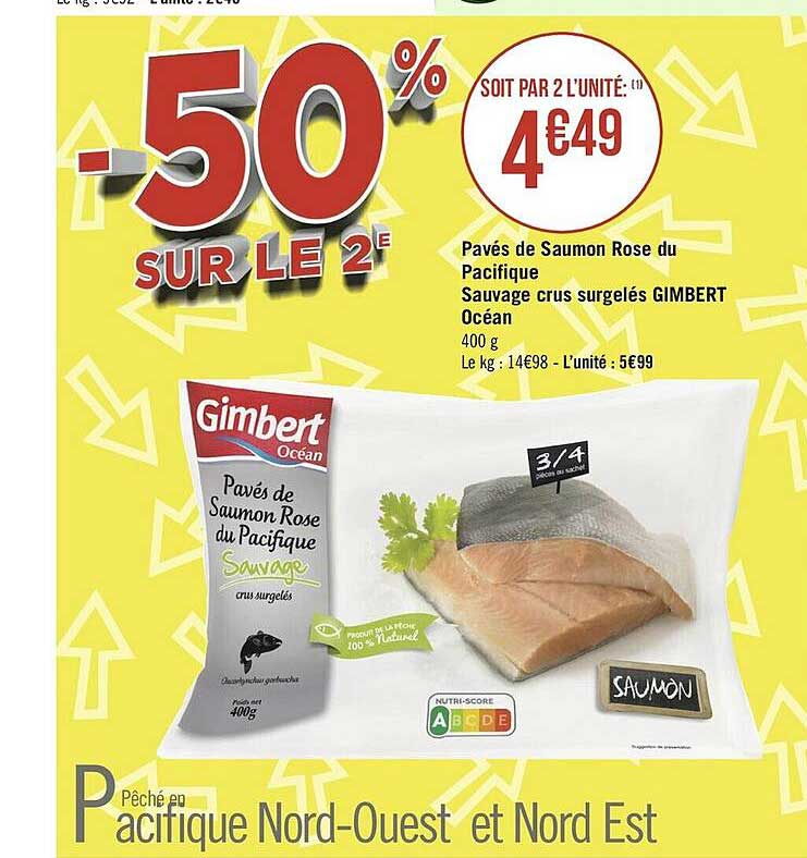 pavés de saumon rose du pacifique sauvage crus surgelés gimbert océan