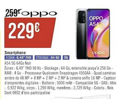 Smartphone A54 5g 64go Noir Oppo