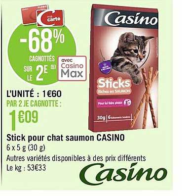 Stick Pour Chat Saumon Casino