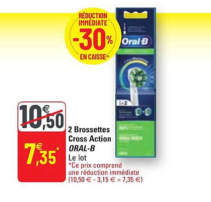 2 brossettes cross action oral-b