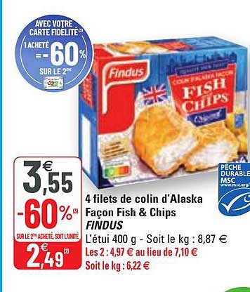 4 filets de colin d'alaska façon fish & chips findus