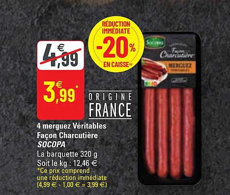 4 merguez véritables façon charcutière socopa