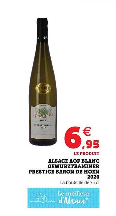 alsace aop blanc gewurztraminer prestige baron de hoen 2020