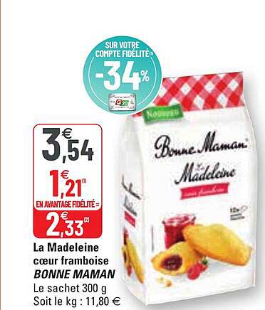 la madeleine cœur framboise bonne maman