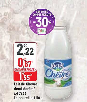 lait de chèvre demi-écrémé lactel