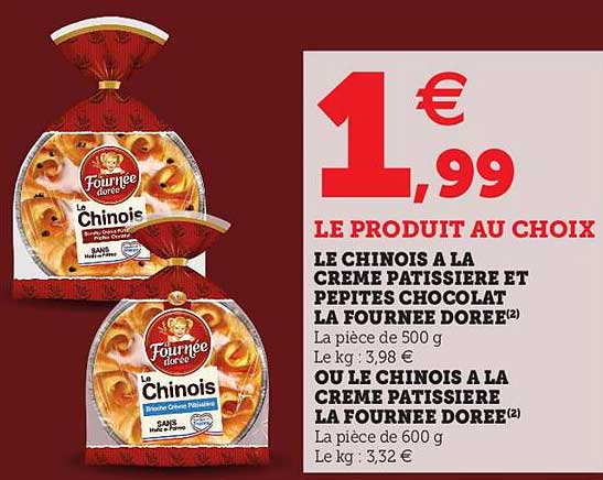 le chinois à la crème pâtissière et pépites chocolat la fournée dorée ou le chinois à la crème pâtissière la fournée dorée