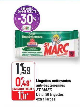 lingettes nettoyantes anti-bactériennes st marc