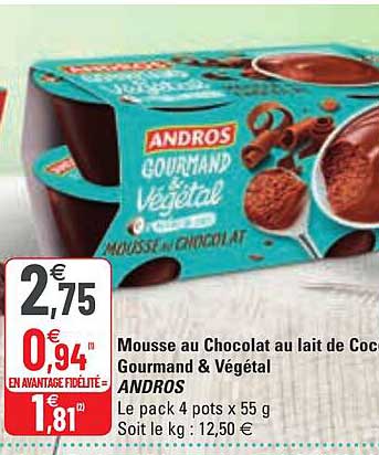Mousse Au Chocolat Au Lait De Coco Gourmand & Végétal Andros