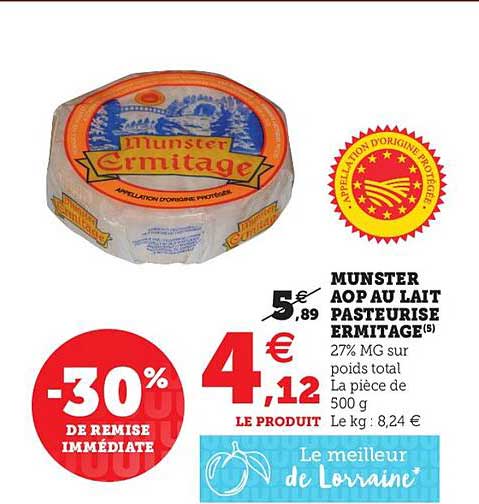 munster aop au lait pateurisé ermitage