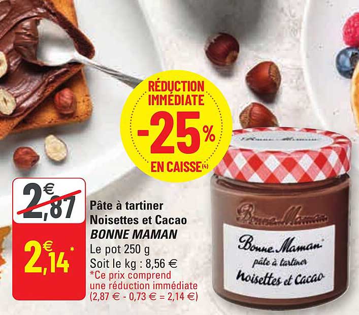 pâte à tartiner noisettes et cacao bonne maman