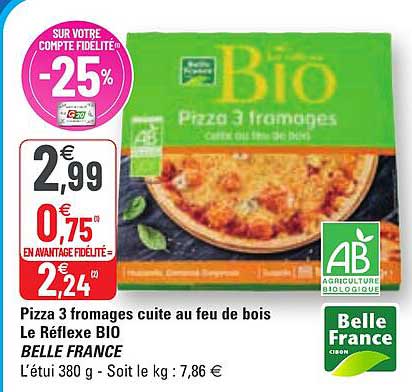 pizza 3 fromages cuite au feu de bois le réflexe bio belle france