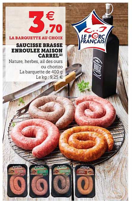 saucisse brassé enroulée main carrel