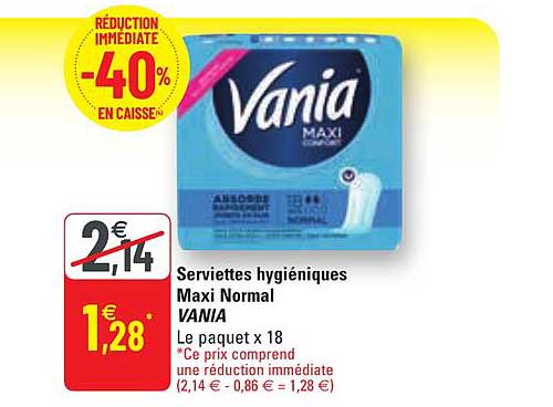 serviettes hygiéniques maxi normal vania