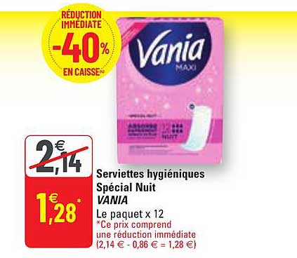 serviettes hygiéniques spécial nuit vania