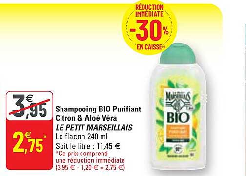 Shampooing Bio Purifiant Citron & Aloé Véra Le Petit Marseillais