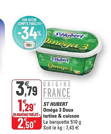 st hubert oméga 3 doux tartine & cuisson