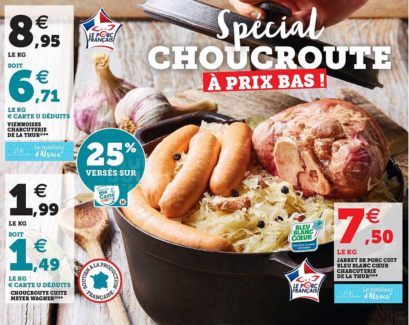 viennoises charcuterie de la thur, choucroute cuite meyer wagner, jarret de porc cuit bleu blanc coeur de la thur