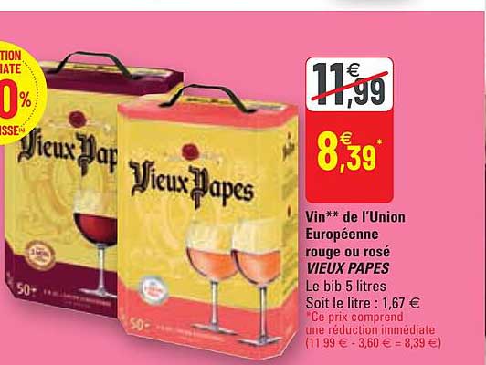 vin de l'union européenne rouge ou rosé vieux papes