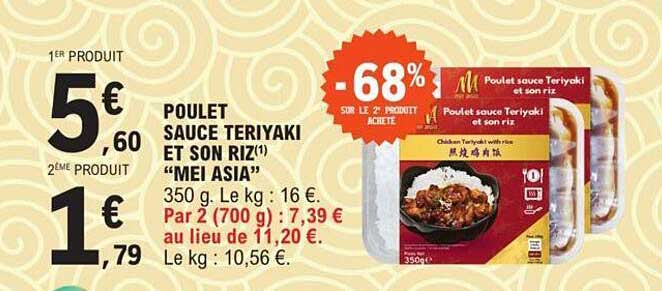 poulet sauce teriyaki et son riz "mei asia"