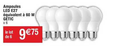 ampoules led e27 équivalent à 60 w getic