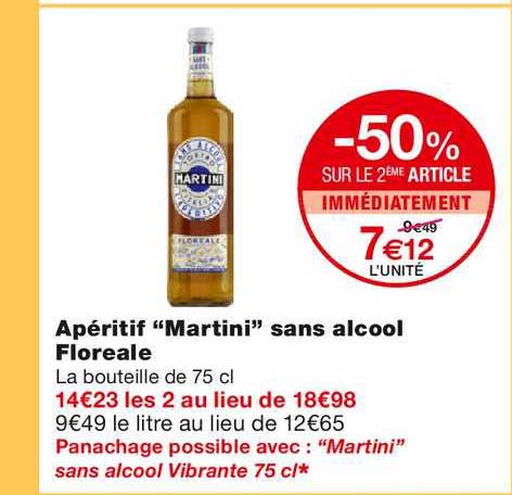 apéritif martini sans alcool floreale -50% sur le 2ème article immédiatement