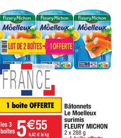 bâtonnets le moelleux surimis fleury michon 1 boîte offerte