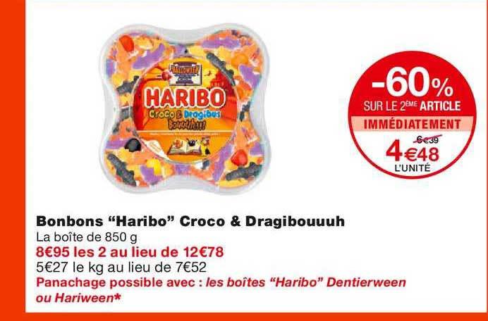 Bonbons Haribo Croco & Dragibouuuh -60% Sur Le 2ème Article Immédiatement