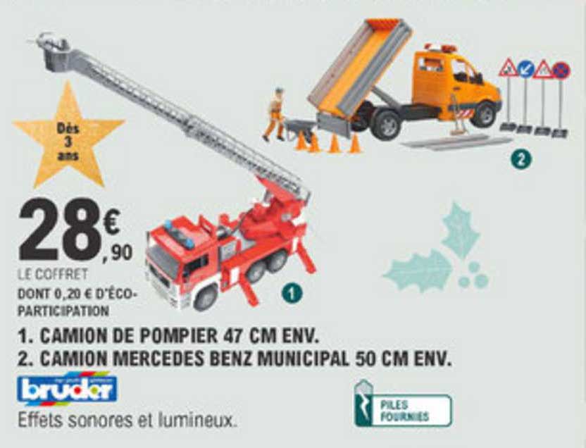 camion de pompier 47 cm env. camion mercedes benz municipal 50 cm env.