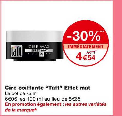 cire coiffante taft effet mat