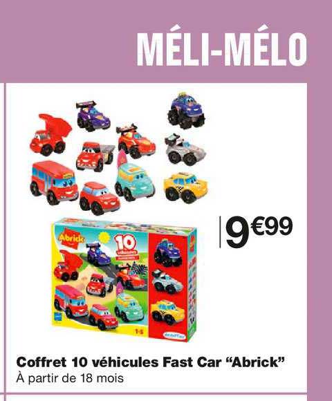 coffret 10 véhicules fast car abrick