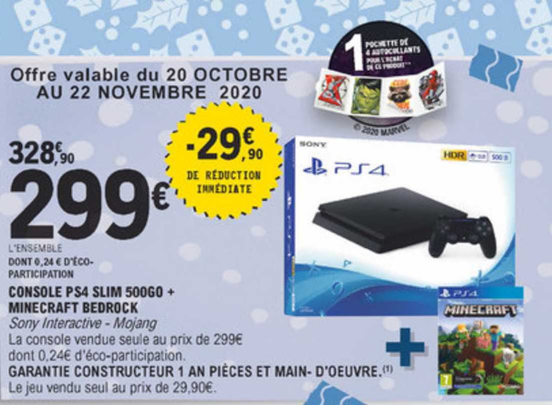 console ps4 slim 500go + minecraft bedrock sony interactive mojang