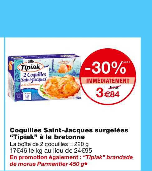 coquilles saint jacques surgelées tipiak à la bretonne