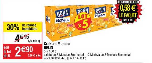 Crackers Monaco Belin 30% De Remise Immédiate